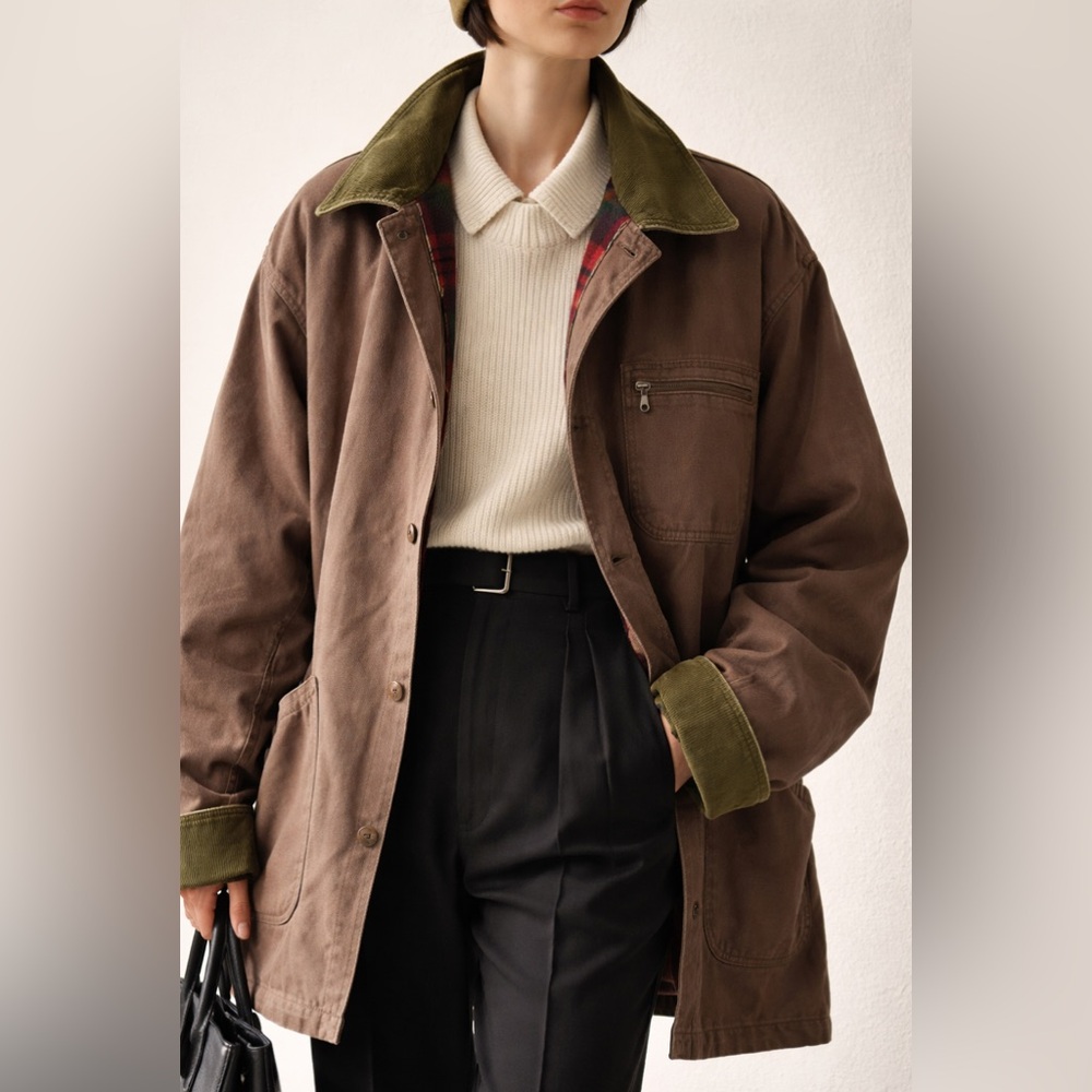 Vintage LL Bean Barn Coat Oversized Chore Jacket Detachable Wool Lined XL Tall